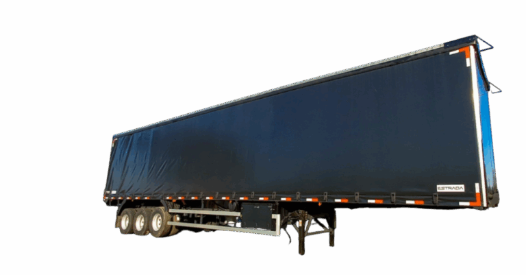Semirreboque Sider 3 eixos Estrada Implementos, lona tensionada e estrutura reforçada, ideal para transporte rodoviário de cargas paletizadas